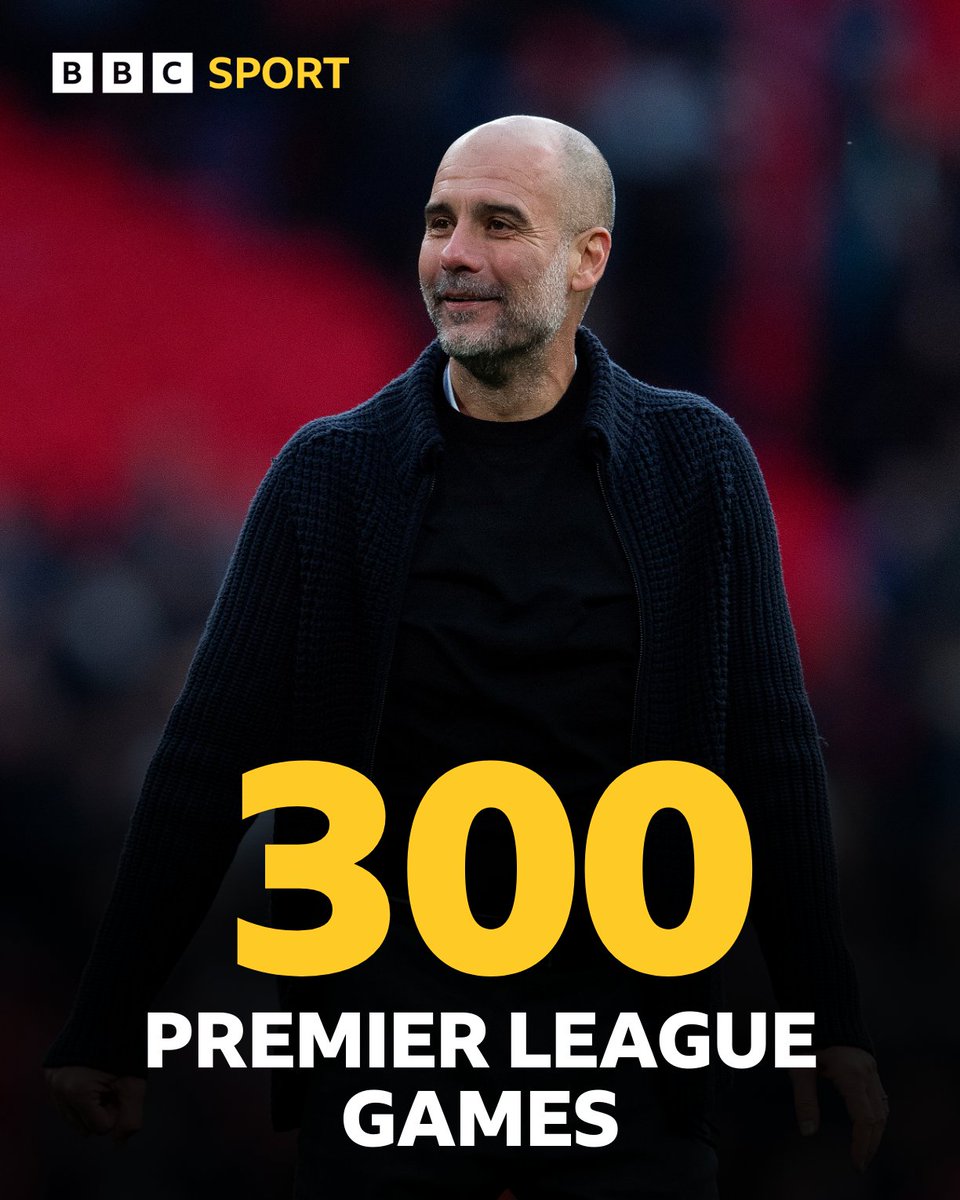 Pep Guardiola today becomes the 19th manager to take charge of 300 Premier League games. He's only the fifth to do so for a single club 👏 #BBCFootball #NFOMCI