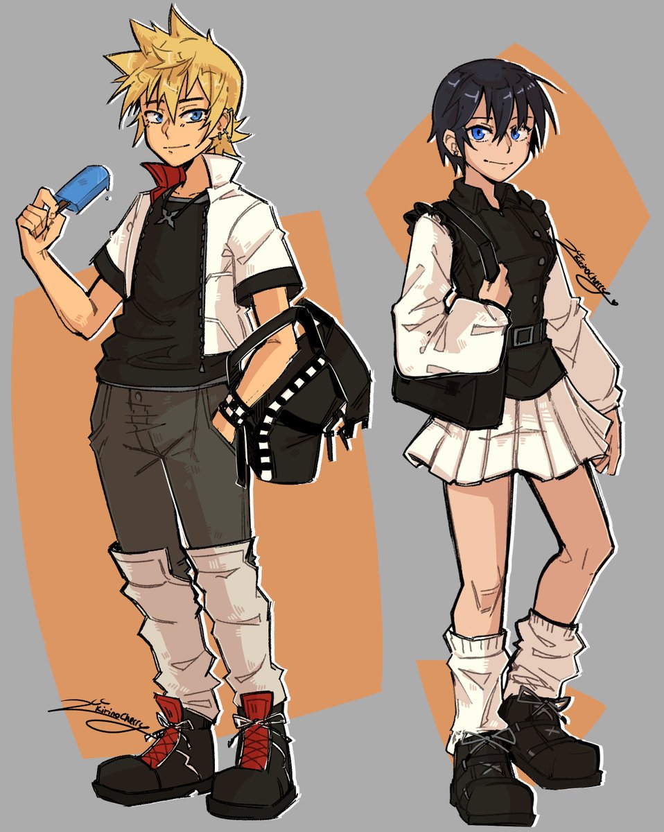 Some Roxas and Xion today- they kinda look like they're ready for scholl or somthing- 🥹 Cuties

#Roxas #Xion #KingdomHearts #KingdomHeartsArt #KingdomHeartsXion #KingdomHeartsRoxas #Art #DigitalArt #drawing