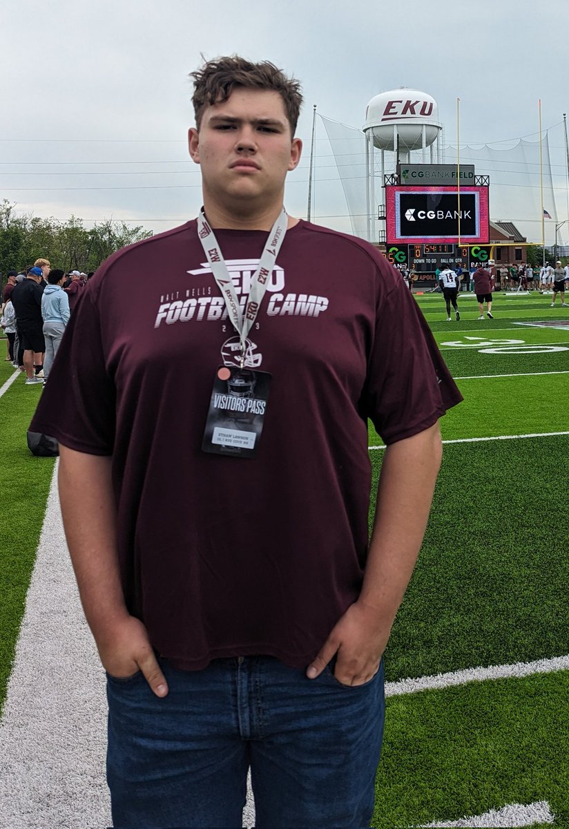 Grateful for the opportunity to watch the Eastern Kentucky spring game. Thanks to the coaches and staff . I enjoyed watching the big guys work. I'll be back in June for camp.@Erik_Losey @EKUWWells thanks for having me.