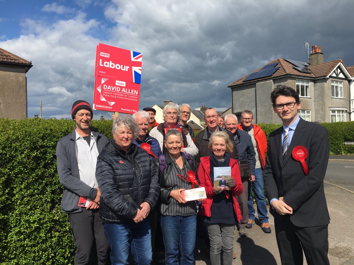 Local members very encouraged after speaking to #Cockermouth voters today in support of David Allen for Cumbria Police,Fire,Crime Commissioner. Great to be joined by Markus Campbell-Savours our Penrith&Solway parly candidate. #VoteLabour May2 #PhotoID #ChangeForTheBetter