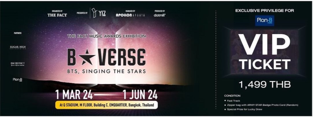 แจกบัตร VIP งาน B★VERSE BTS, Singing the Stars จำนวน 1 ใบ 💜 (แจกเพราะเพื่อนไม่ว่างไปด้วย🥹) เหลือเวลาไปงานอีกแค่2วันนะคะ 29-30 นี้ กติกา ➡️ รีโพสนี้อย่างเดียวค่ะ ประกาศผล 29/04/67 เวลา 00:30 เที่ยงคืนนี้ #Bstarverse #Bstarversethailand #บังทัน