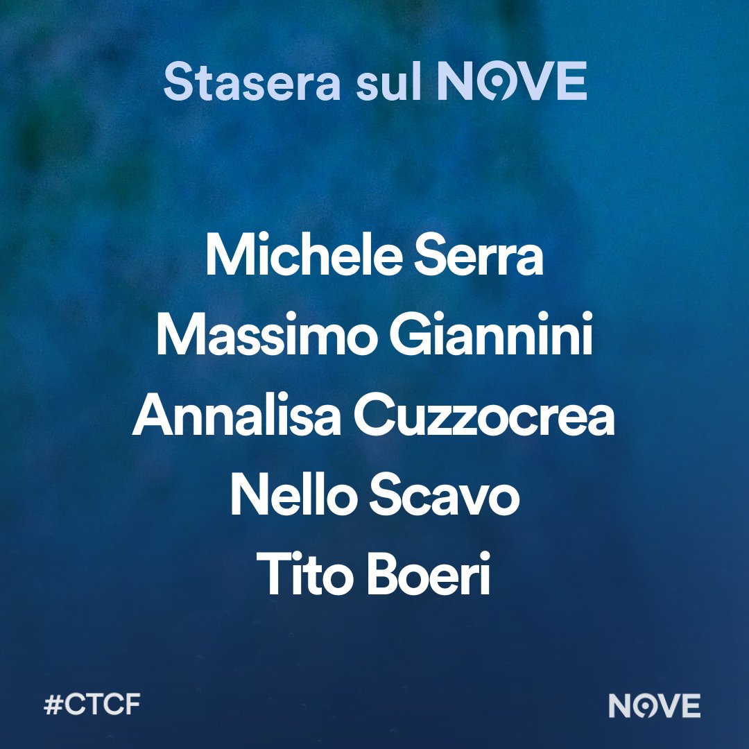 Stasera a #CTCF sul @nove parleremo di attualità con Michele Serra, @massimgiannini, @la_kuzzo, @nelloscavo e @Tboeri.
