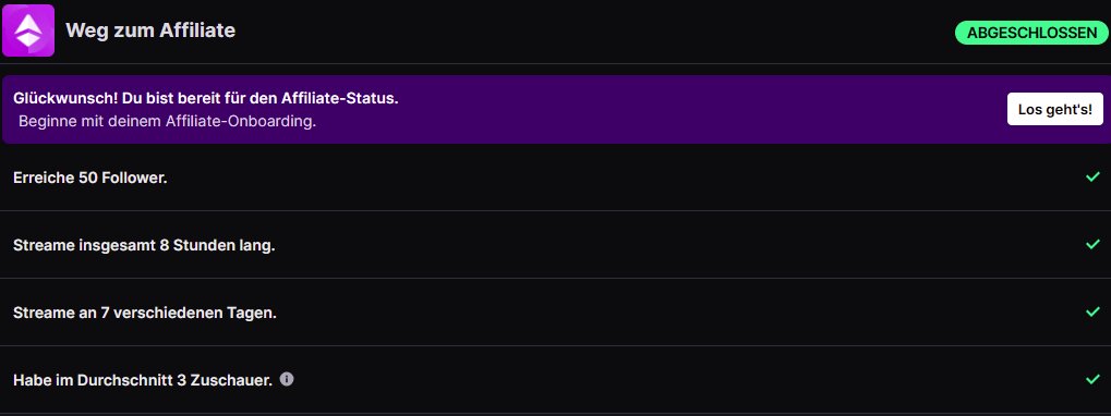 I am now affiliate on twitch. Redeems FTW !!!!