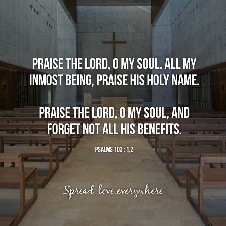 Bless the LORD, O my soul; And all that is within me, bless His Holy Name! Bless the LORD, O my soul, And forget not all His benefits: Psalm 103:1-2