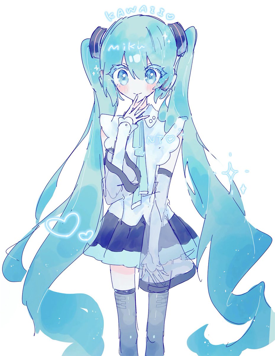 hatsune miku 1girl solo long hair looking at viewer blush smile blue eyes  illustration images