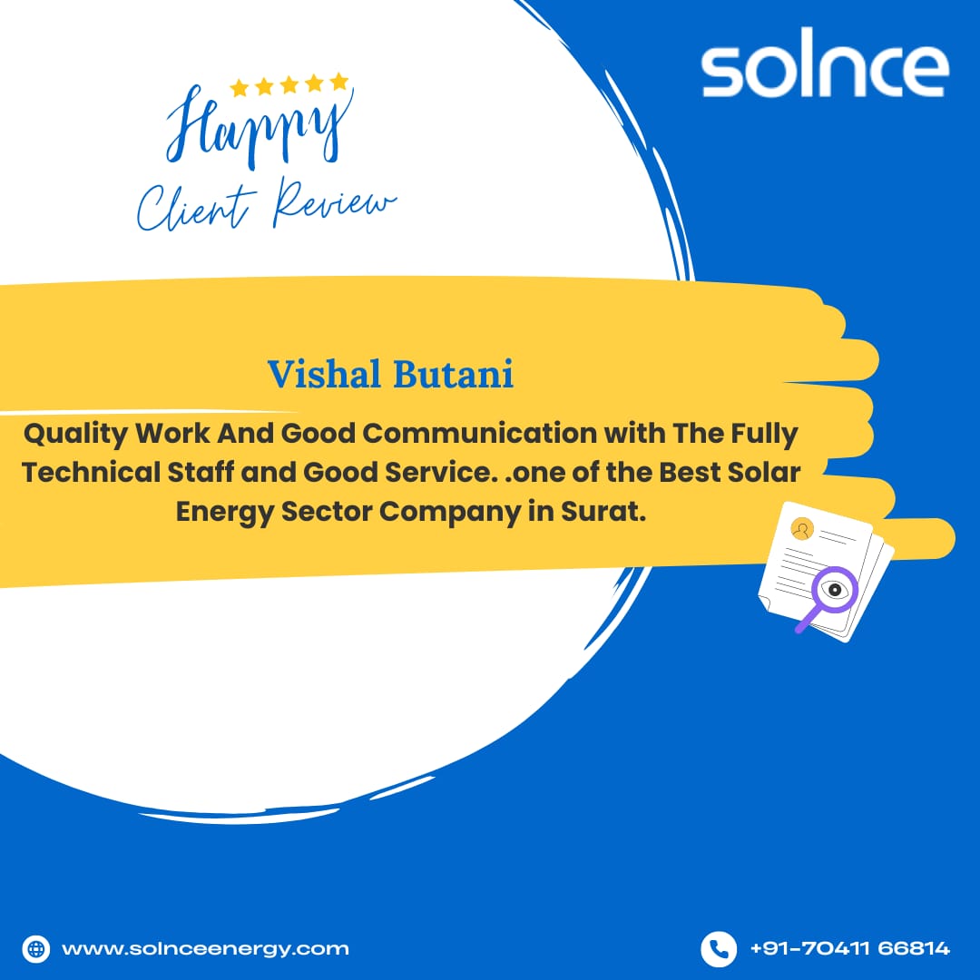 Quality work and good communication with fully technical staff and good service. One of the best solar energy sector company in surat. #SolarSuccessStory #SolarPower #RenewableEnergy Visit: solnceenergy.com or Call: 07041166814 . . . . #solar #solarpanel #Solnce