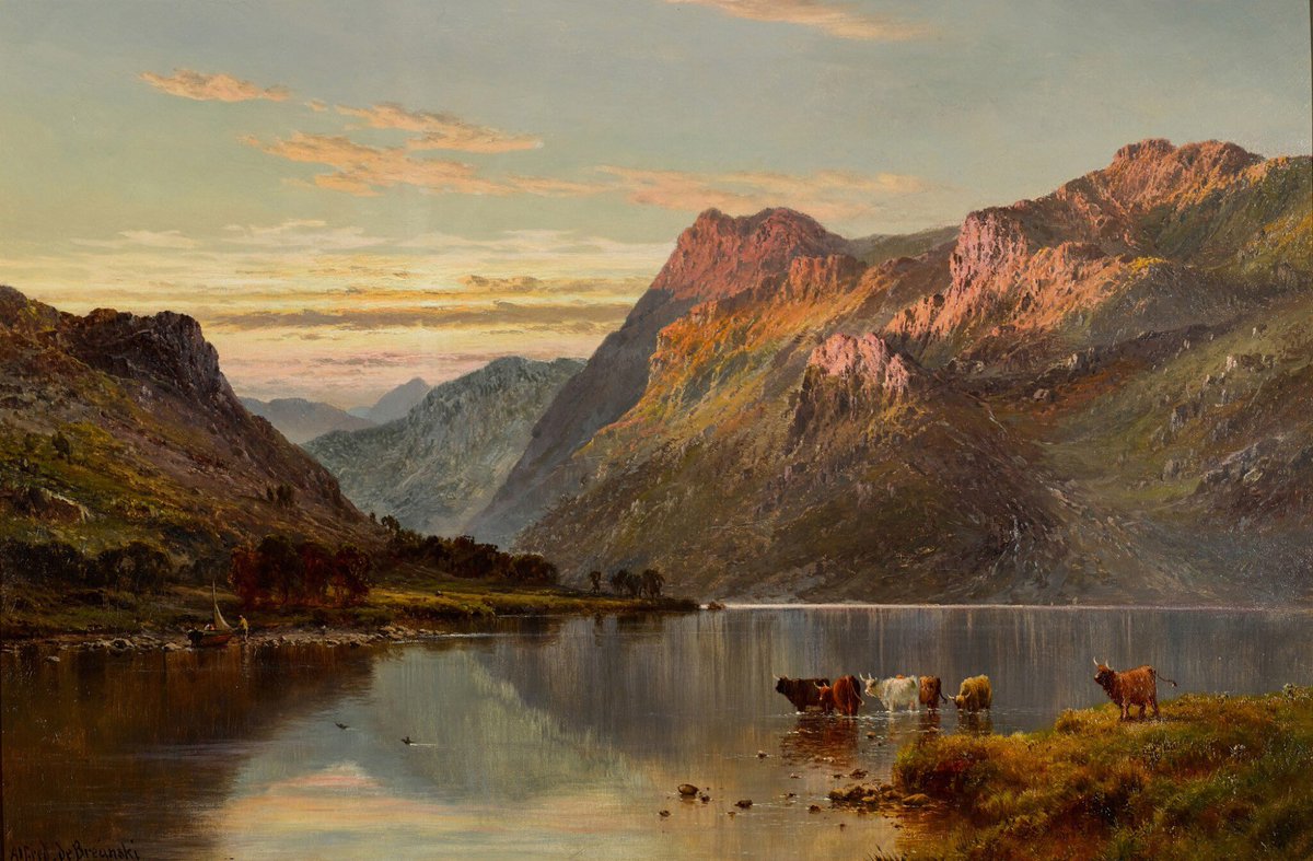 Je découvre le peintre britannique Alfred de Breanski (1852-1928) 🇬🇧 

🎨 « Il s'est fait connaître par ses paysages enchanteurs d'Angleterre, d'Écosse et du Pays de Galles, qui rappellent les scènes émouvantes d'un John Constable. » 🍃