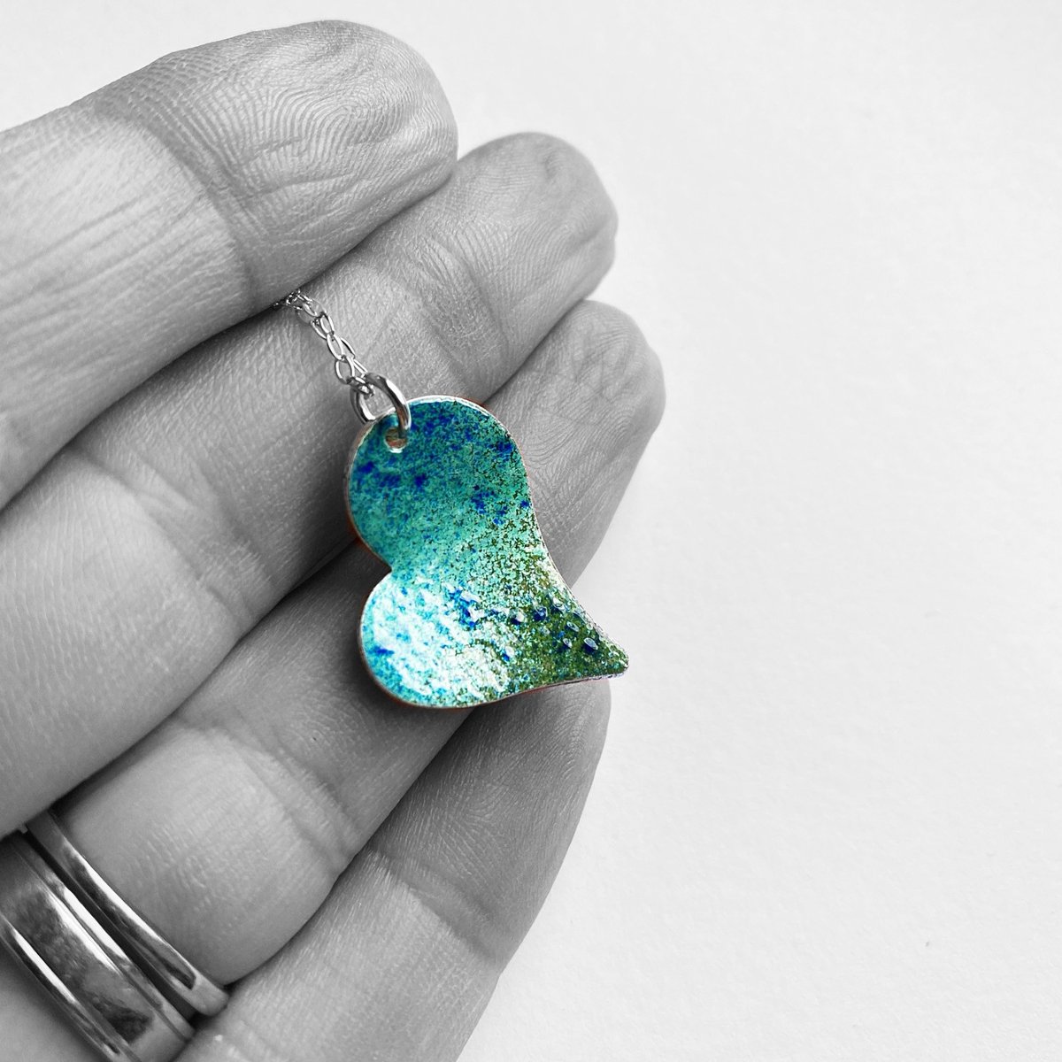 Sterling Silver Heart Pendant in Turquoise Enamel, Special Gift, Gift for Mum tuppu.net/f643b922 #Etsy #MHHSBD #ShopIndie #MaisyPlum #UKCraftersHour #MyNewTag #DomedHeartPendant