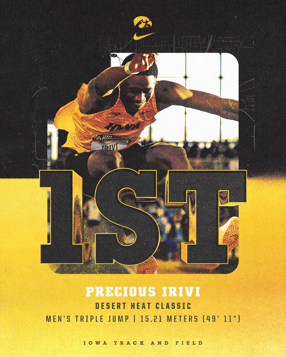 Precious Irivi won the men’s triple jump at the Desert Heat Classic! #Hawkeyes x @precious_irivi