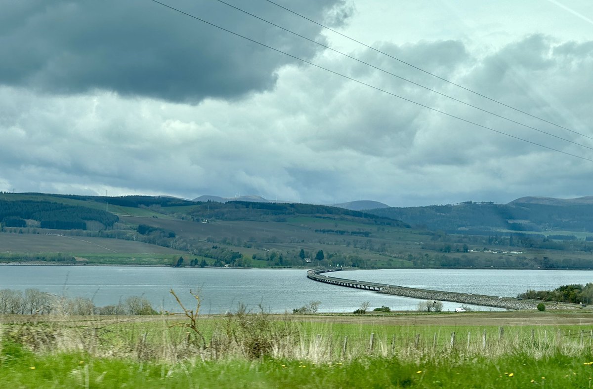 Snow on the top of Ben Wyvis - crossing Cromarty Bridge