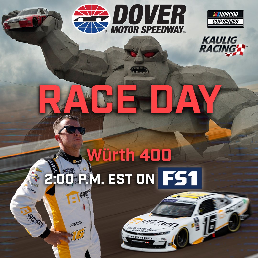 Get ready to hit the track! 🏁 Today's the day to rally behind @AJDinger, @kauligracing, @mattkaulig, and @c_rice1 as they conquer the Monster Mile. 👹 Don’t miss it today on FS1! #TrophyHunting #DriventoKeepGarageDoorsGoing