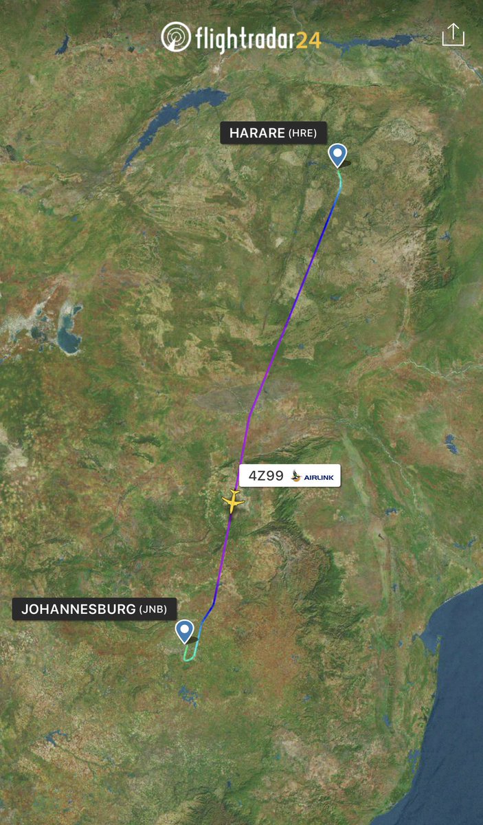 #Flightradar24で妄想搭乗記 No.573
🇿🇼 ✈︎ 🇿🇦
2024.04.28
Airlink
4Z99
HRE-JNB
E190 ZS-YAA

アフリカの見慣れない都市を巡ってきましたが、ヨハネスブルグとなればもう安心。しかし治安面では全く安心できないのが怖いところです。