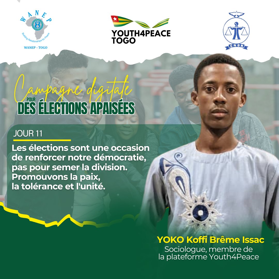 La CNDH et WANEP appellent tous les acteurs à faire preuve de tolérance au cours de ce processus électoral. #TisserDesRelationsPourLaPaix #TgTwittos #togolais228 #tolérance #nonviolence #électionstogo