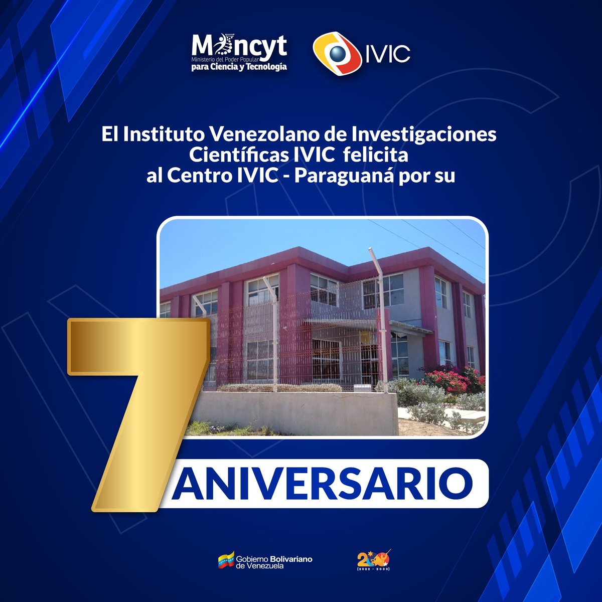 Felicitamos en su 7mo. aniversario al Departamento de Estudios Ambientales y Geomática ( IVIC-Paraguaná), que lleva a cabo investigaciones relacionadas con los humedales, la fragmentación del ecosistema manglar y apoya estudios satelitales desde el Golfo de Venezuela