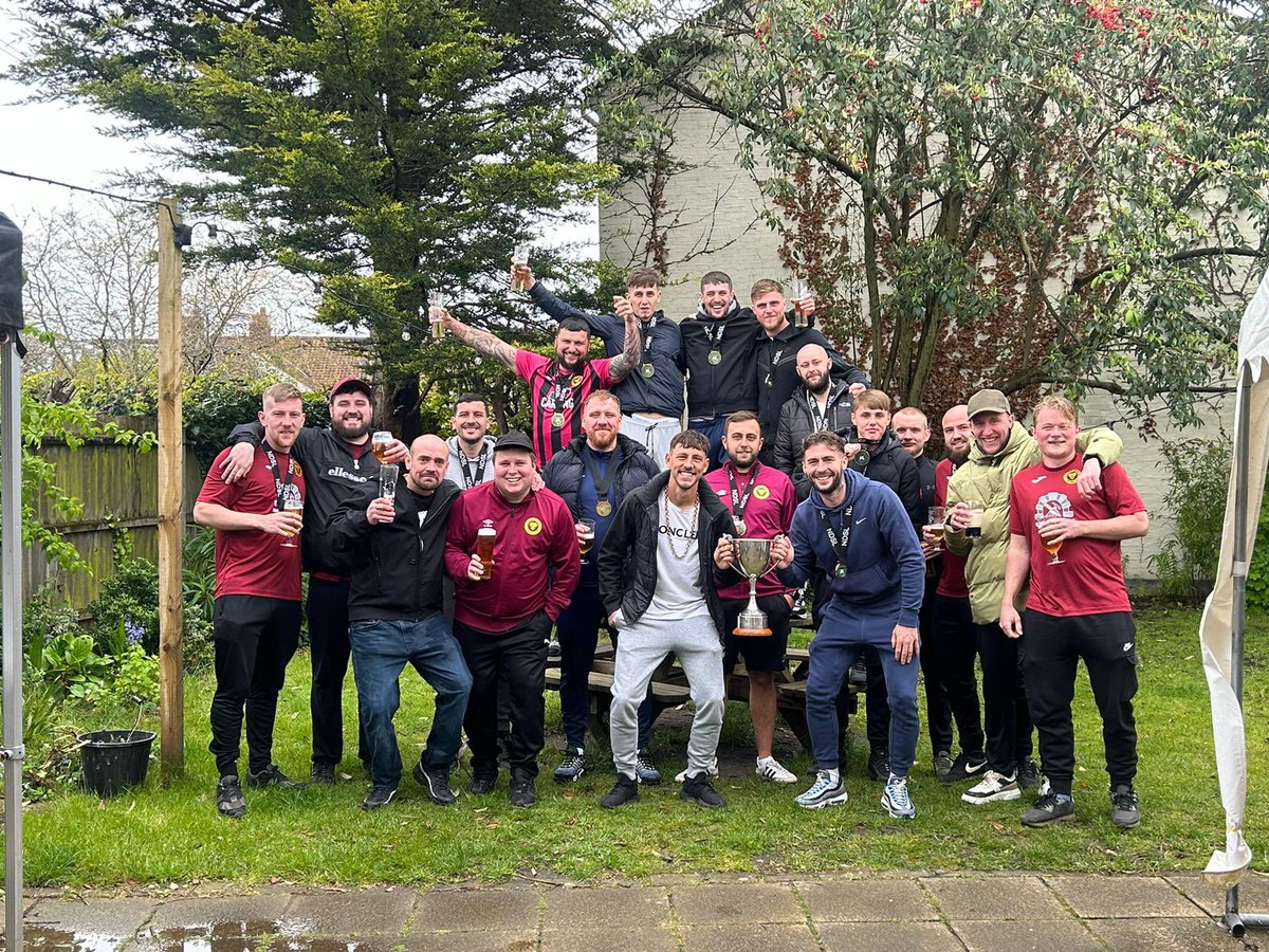 GardenHouseFC's tweet photo. 🏆 DIV 2 CHAMPIONS 🏆

The lads wrap the league up in style away to Maids Head with a 3-0 victory, goals coming from Scott Roberts X2 and Jack Ducker, MOTM - Charlie Blake

What a group of lads, what a year 🔥 

'𝒯𝒽ℯ𝓎 𝓉𝒽𝒾𝓃𝓀 𝒾𝓉𝓈 𝒶𝓁𝓁 ℴ𝓋ℯ𝓇, 𝒾𝓉 𝒾𝓈 𝓃ℴ𝓌’ https://t.co/Vo8jXK8sjz