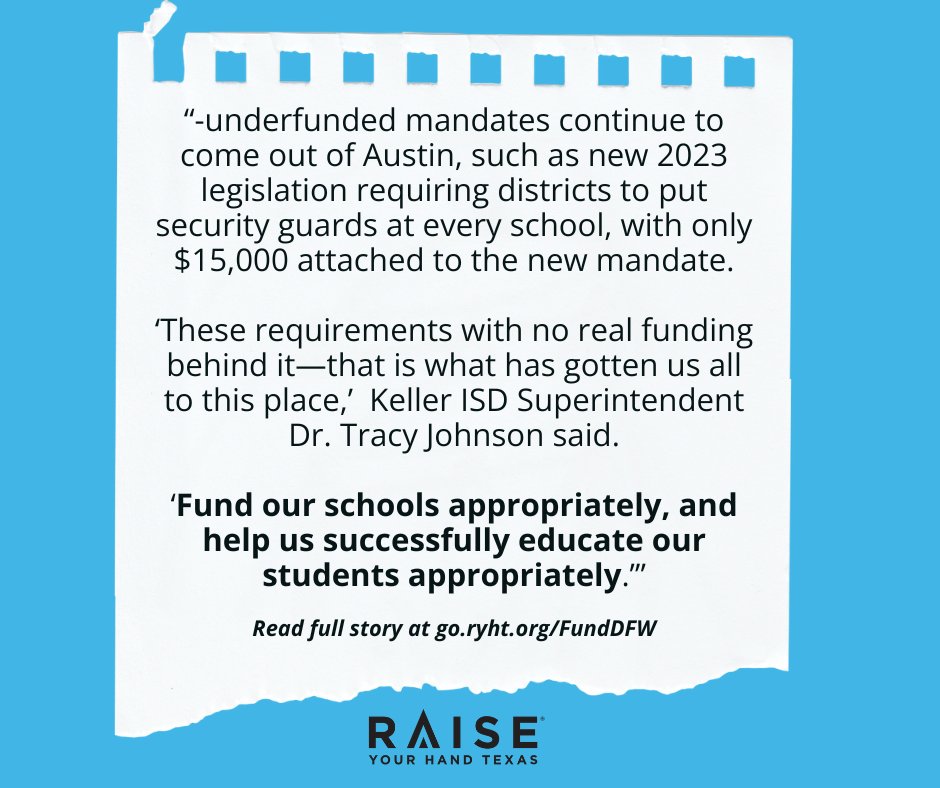 Texas public schools have had to adjust their tight budgets as new legislation requires updates to school grounds while providing little funding to support the changes.

Read the full article at go.ryht.org/FundDFW