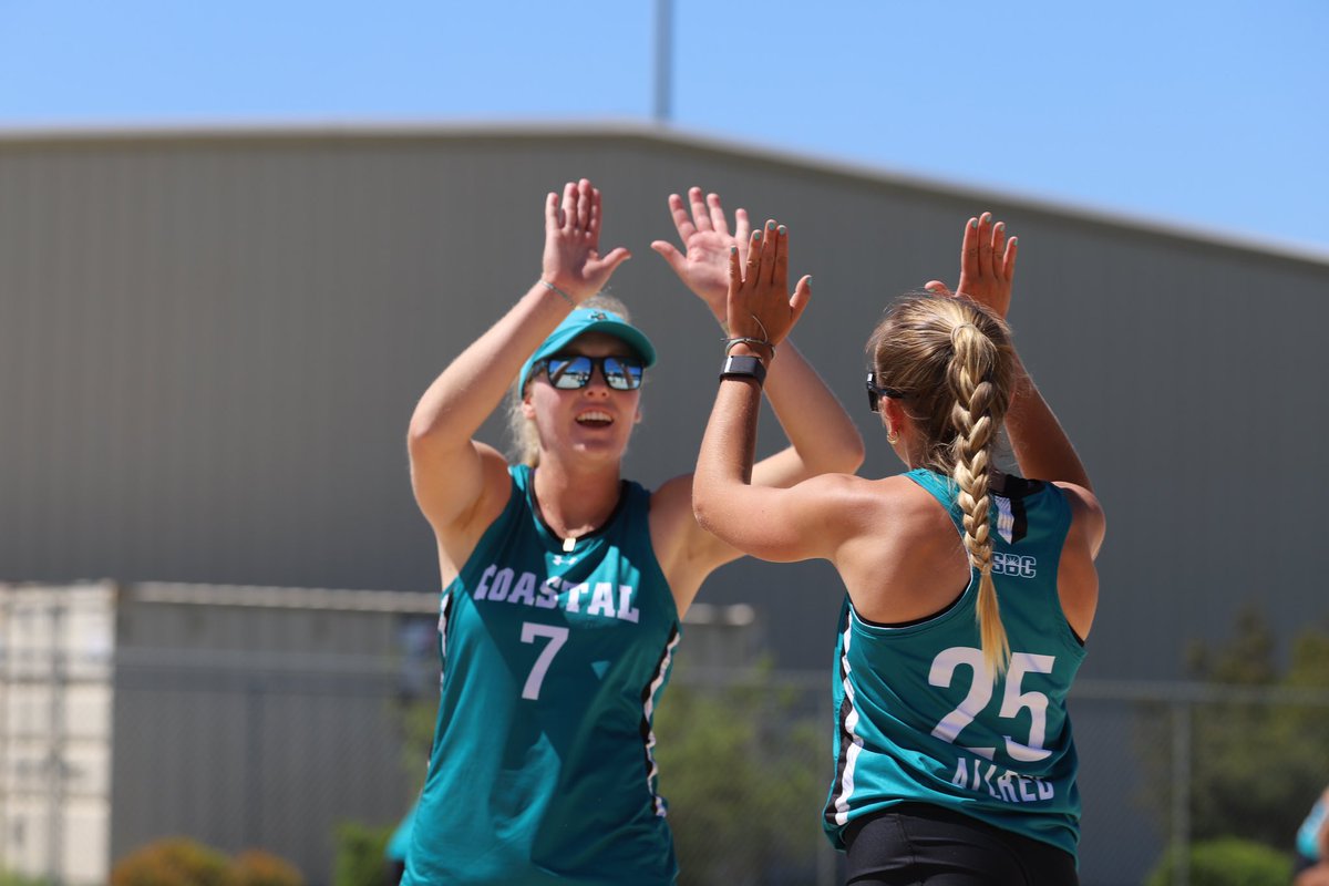 Congratulations to our No. 1 pair of @MartineKragholm and @sarahr139 and our No. 5 pair of @madisonallred4 and Raychel Ehlers on being named to the @SunBelt All-Tournament Team! #TEALNATION #ChantsUp