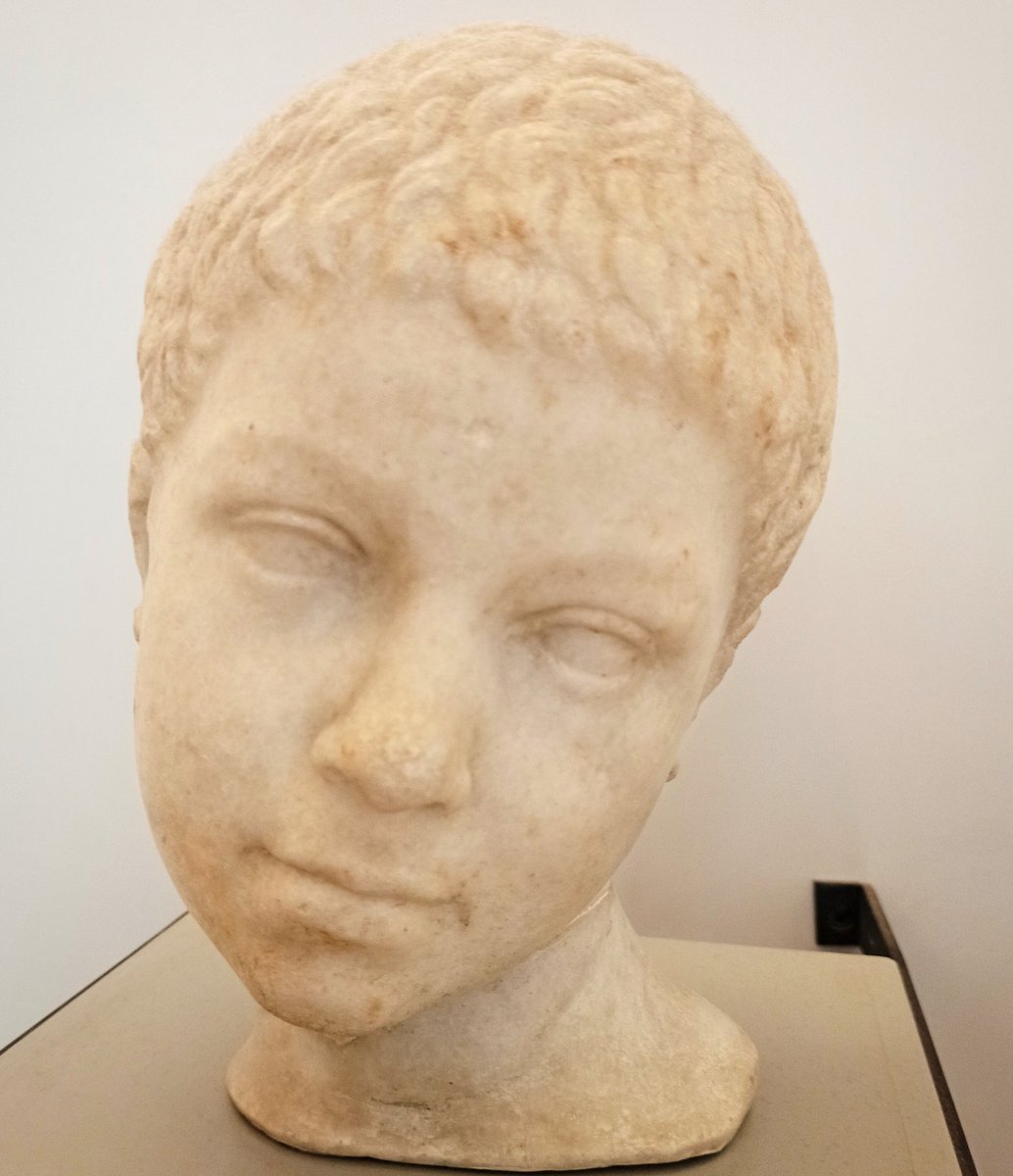 Portrait of a boy, workshop from the Greek islands, late 2nd century BC, Pietro Pesaro collection, on display in room 13 #museum #Venice #Archaeology #Greece #collection #art #portrait
