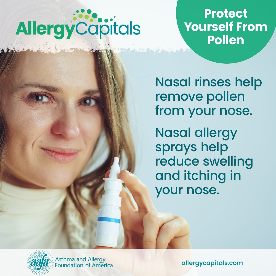 A nasal rinse can help clear your nose and sinuses. This can help remove #pollen and mucus. It may be best to do a nasal rinse before you use a medicine nasal spray for #allergies. Learn more about pollen allergy in our #AllergyCapitals report: allergycapitals.com