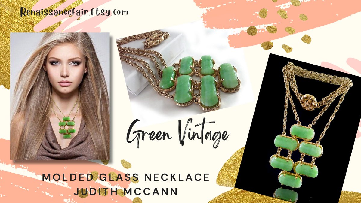 etsy.com/listing/172249…

#necklace #vintage #glass #molded #doublestrand #green #JudithMcCann #designer #signed #goldtone #goldplate #ropechain #cabochons #large #statement #designer #signed #thick