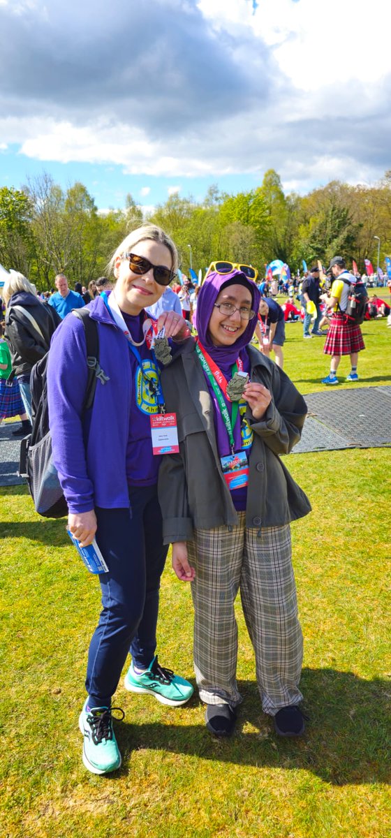 Mariya and Mrs. Caira after completing Glasgow @thekiltwalk 2024💜 @stbenedictsren