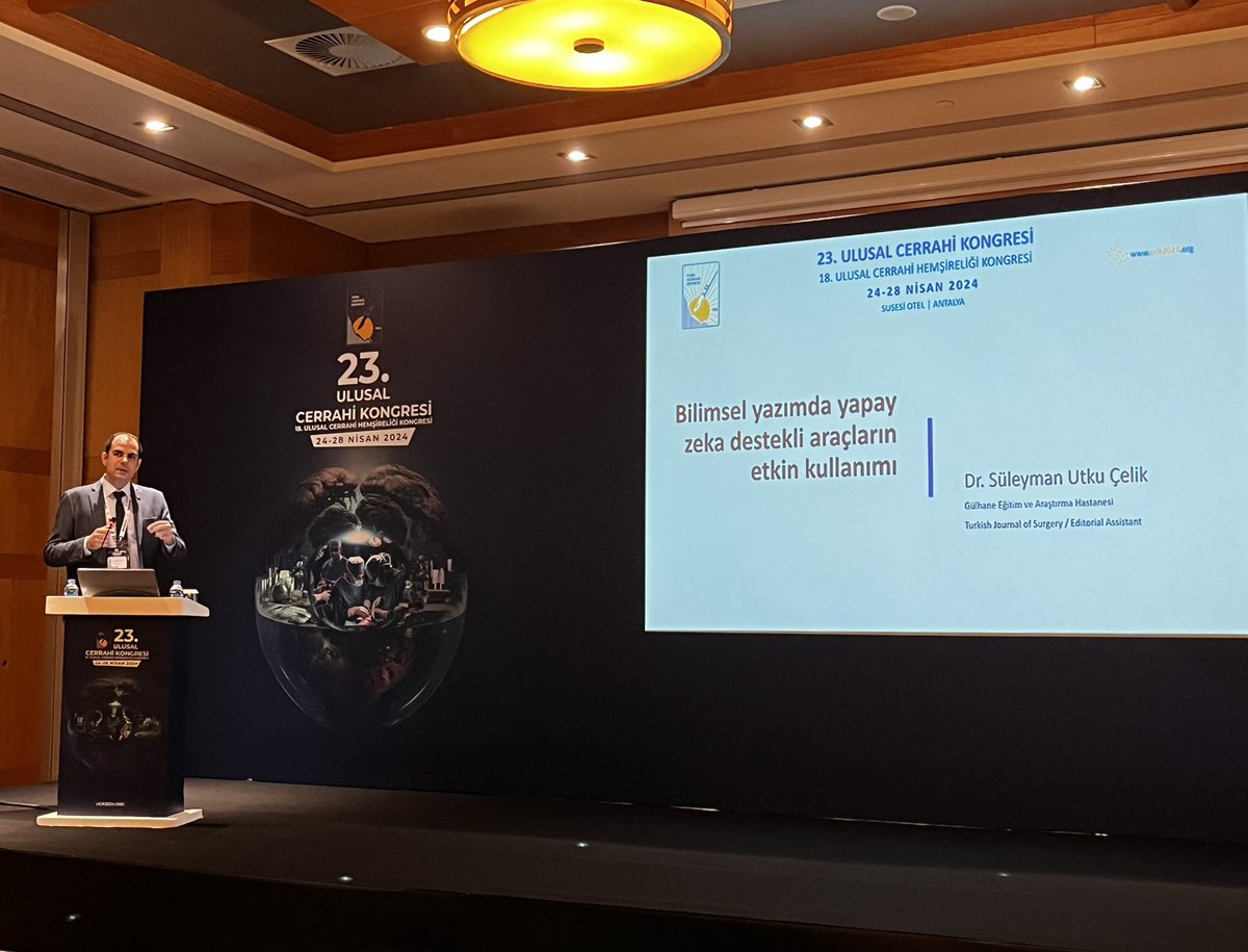 s_utkucelik's tweet photo. The use of AI-powered tools in scientific writing...
It is a great honor to be a part of #UCK2024
@CerrahiTurk @ahmetserdarkar1
#AI #academic #scientific #writing #manuscript https://t.co/7aeBZNS5dn