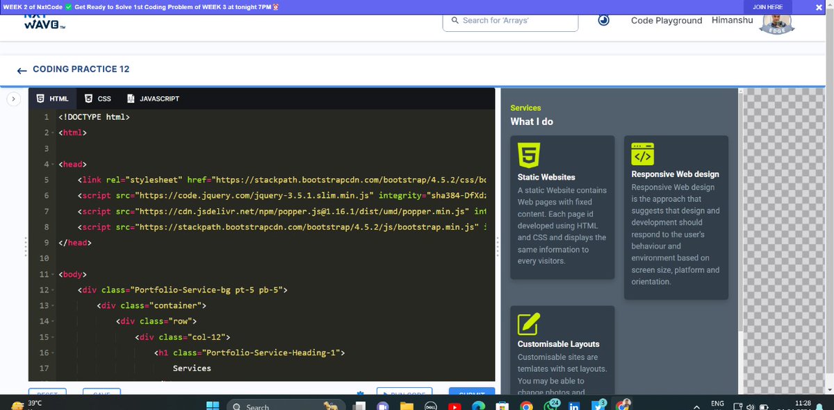 Himanshu_G999's tweet image. Hello #Xfamily
Exciting Updates!
I'm thrilled to share that I've successfully completed #week9 in #ResponsiveWebsiteDevelopment .
Thank You
Rahul Attuluri
Abhinav D.
Kritika Singh
NxtWave