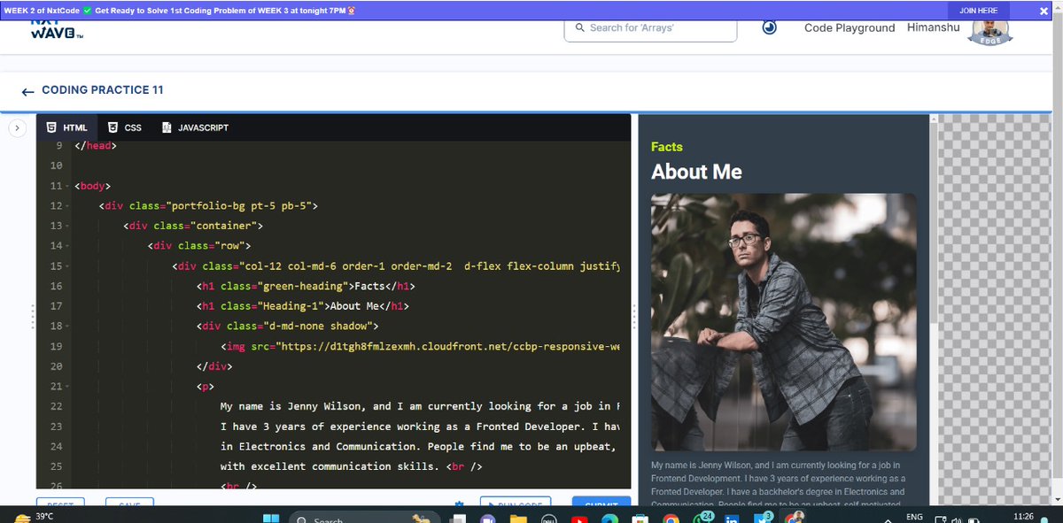 Himanshu_G999's tweet image. Hello #Xfamily
Exciting Updates!
I'm thrilled to share that I've successfully completed #week9 in #ResponsiveWebsiteDevelopment .
Thank You
Rahul Attuluri
Abhinav D.
Kritika Singh
NxtWave