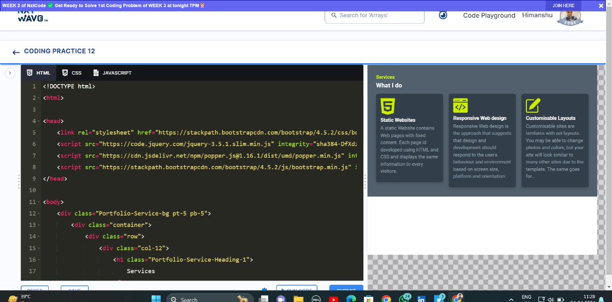 Himanshu_G999's tweet image. Hello #Xfamily
Exciting Updates!
I'm thrilled to share that I've successfully completed #week9 in #ResponsiveWebsiteDevelopment .
Thank You
Rahul Attuluri
Abhinav D.
Kritika Singh
NxtWave