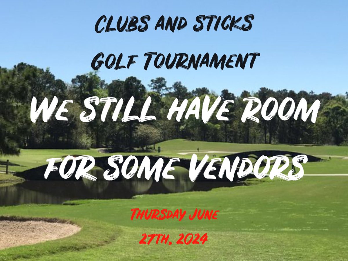 Vendors wanted!

Clubsandsticks.net

#golf #golflife #vendor #vendors #golftournament #veterans #veteransupport #gollfcourse