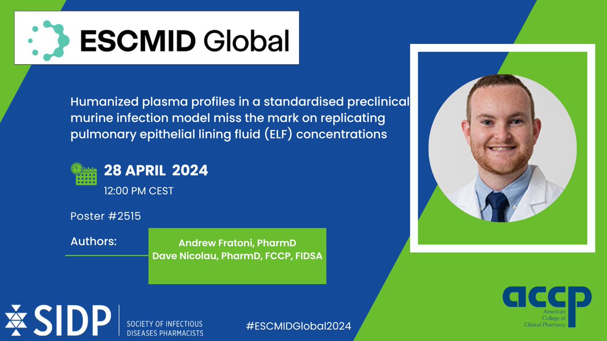 Check out this #ESCMIDGlobal2024 poster by members; Drs Fratoni and Nicolau! P2514: Using standardized COMBINE protocol, starting bacterial burdens for K. pneumoniae may need to target upper end or exceed 6-7 log10 CFU/lung; even 1/2-log differences may impair viable growth.