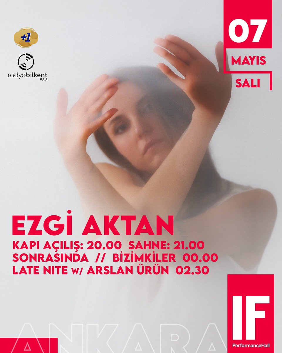 Ankara’daki canım dinleyicim ❤️ ben eminim siz haberdarsınız ve geliyorsunuzdur ama ben yine de hatırlatıyorum 🙃 7 Mayıs Salı akşamı çok sevdiğimiz @IFPerformance sahnesindeyiz 🪁 Biletler de şurada bakın: biletix.com/etkinlik/3K987…