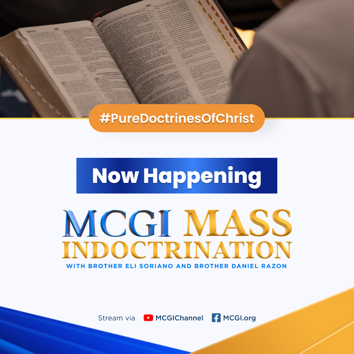Our Mass Indoctrination has kicked off with a musical number by our MCGI Orchestra. Hop onto our livestream now to catch it.

How Should We Treat People
#PureDoctrinesOfChrist