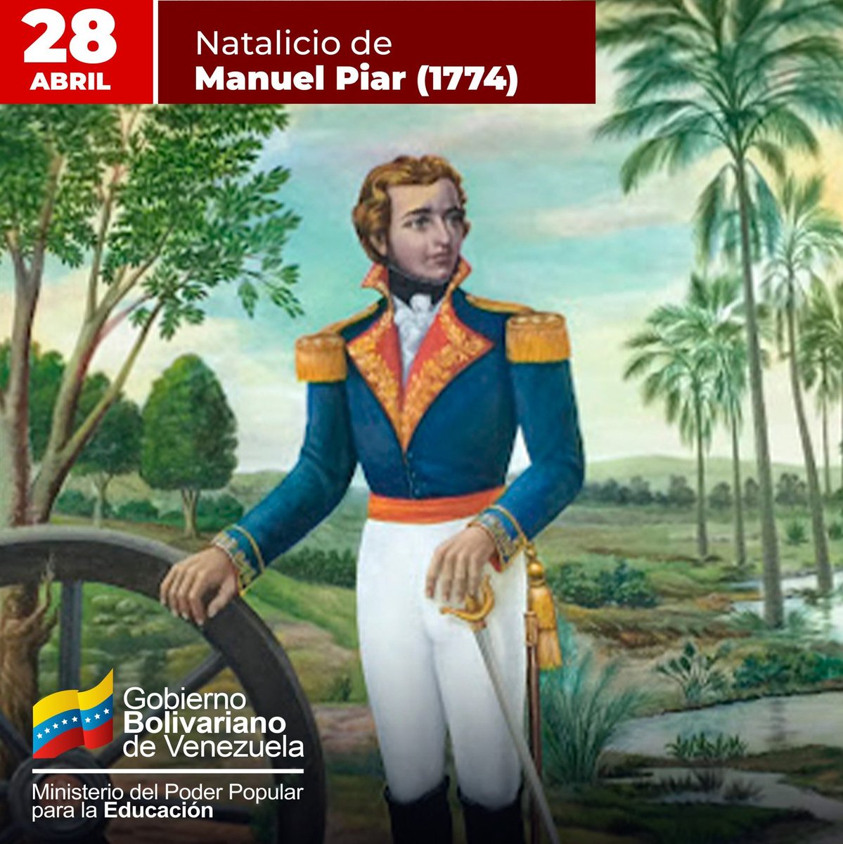 ¡Honor y gloria a Manuel Piar! Hoy conmemoramos 250 años del natalicio del gran general de los ejércitos y figura icónica de nuestra historia. Patriota de innumerables batallas que contribuyó con su fuerza y gallardía a la independencia de Venezuela. @NicolasMaduro