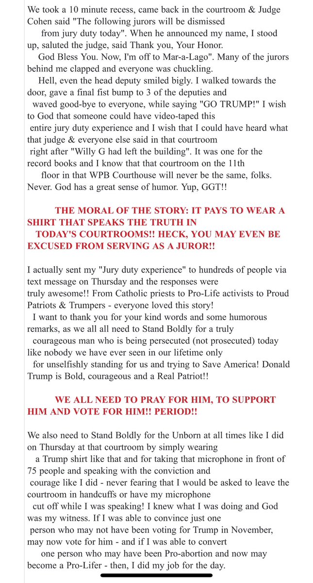 SUNDAY TRUMP INSPIRATION As many of you know, I sell shirts that say DONALD TRUMP DID NOTHING WRONG! A few months ago, I gave one of my friends in Palm Beach a shirt. His name is Willy Guardiola, and he’s a pro- life activist and huge Trump supporter. He was selected for