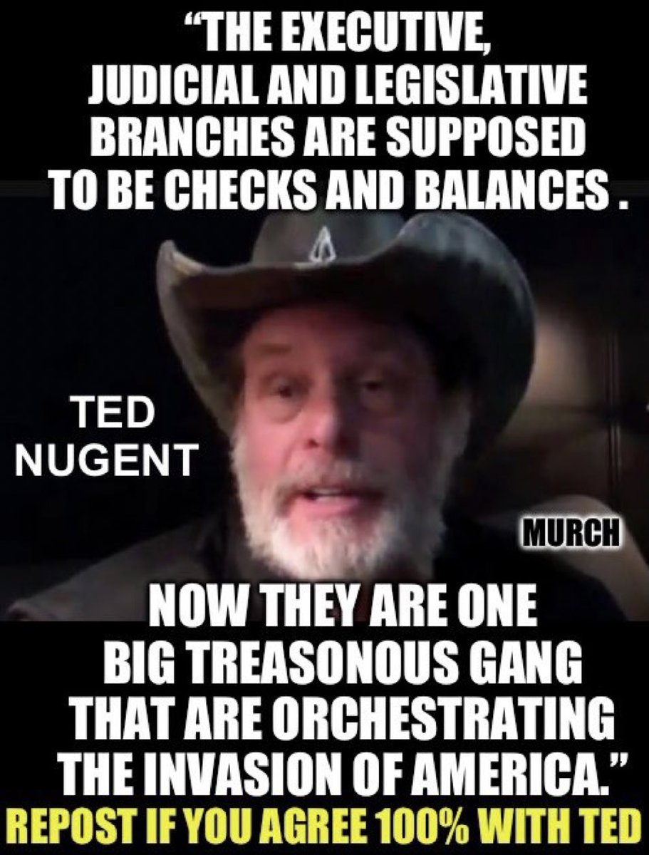 All in bed together. One, big corrupt government, each and every branch. Ted hits it right on the nose. 🎯 No one will ever go down because they are all protecting each other. Who feels the same as Ted Nugent? 🙋‍♂️👇