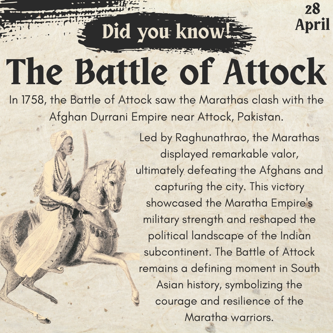 Marathas triumph in the Battle of Attock! 🏹 Under Raghunathrao's command, they decisively defeat the Afghan Durrani Empire near Attock, reshaping South Asian history. A key moment for #UPSC #SSC #HistoryPrep #IndianHistory #Marathas #MilitaryHistory #Medievalhistory