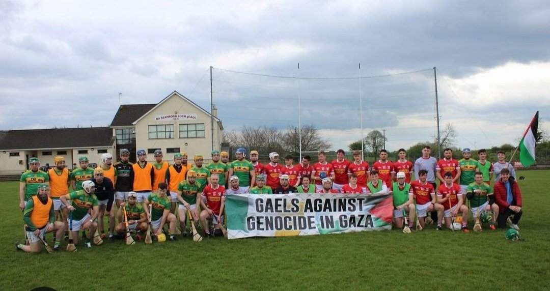 #GaelsAgainstGenocide @loughgielgac & @DunloyGAC ahead of their match today 🇵🇸 #SosCogaidhAnois #Gaza #SaoirseDonPhalaistín