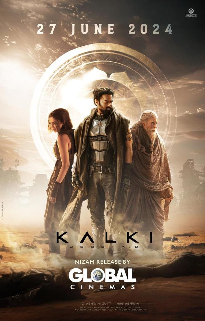 Witness the dawn of a new era in cinema with #Kalki2898AD, a groundbreaking epic release by @cinemasglobal in Nizam 💥 Grand release on June 27th #Kalki2898ADonJune @SrBachchan @ikamalhaasan #Prabhas @deepikapadukone @nagashwin7 @DishPatani @Music_Santhosh @VyjayanthiFilms…