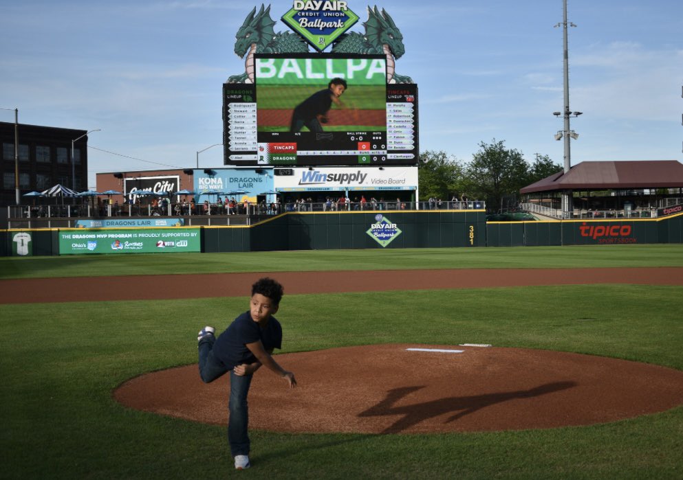 Shout out to Simon Kenton Elementary 4th Grader Derrion Pettiford, who was recently selected a @dragonsbaseball MVP! As part of his selection, Derrion had the opportunity to throw out the first pitch of a Dragons game Way to go, Derrion! #catpride #WeAreSpringfield