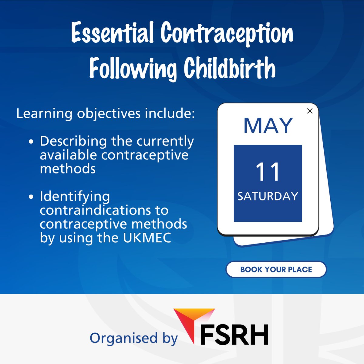 Are you involved in postnatal care and looking to expand your knowledge and skills in sexual and reproductive health? Then the @FSRH_UK 'Essential Contraception following Childbirth' course is perfect for you. To book your place, visit: bit.ly/4aSgB0D