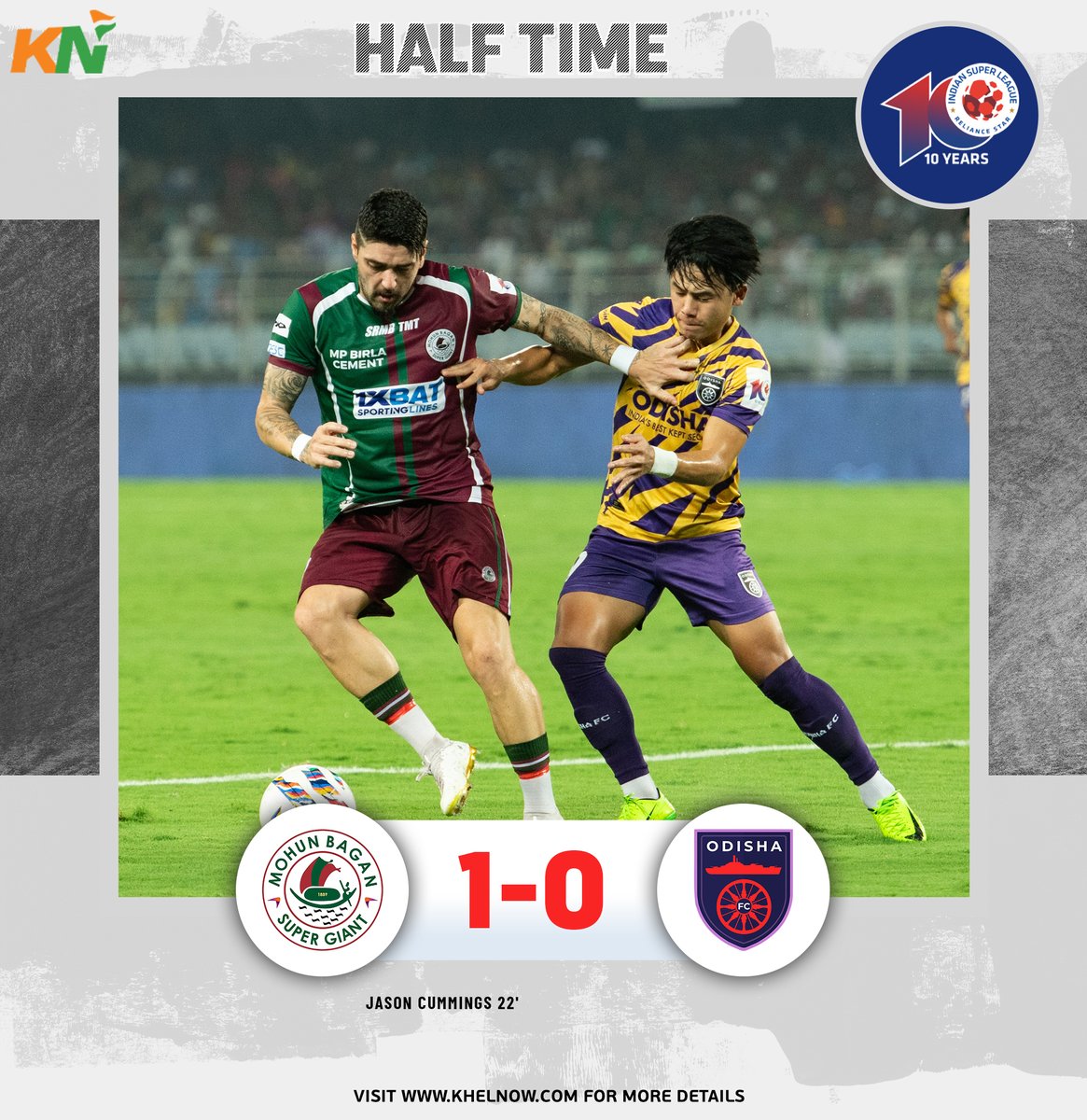 Job half done👀 Mohun Bagan leads at halftime, but they need one more goal to overcome Odisha FC in the ISL semis 🔥

#IndianFootball #ISL #ISL10 #LetsFootball #MohunbaganSupergiants #OdishaFC #OFC #MBSGOFC #MBSG