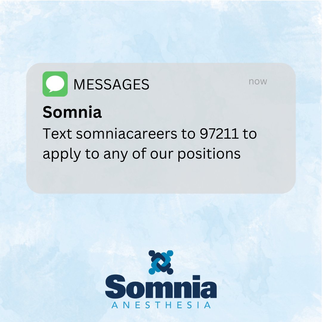 Open to work? Text Somnia to browse all of our available positions! #jobsearch #hiring #anesthesiajobs #MDJobs #Nursejobs