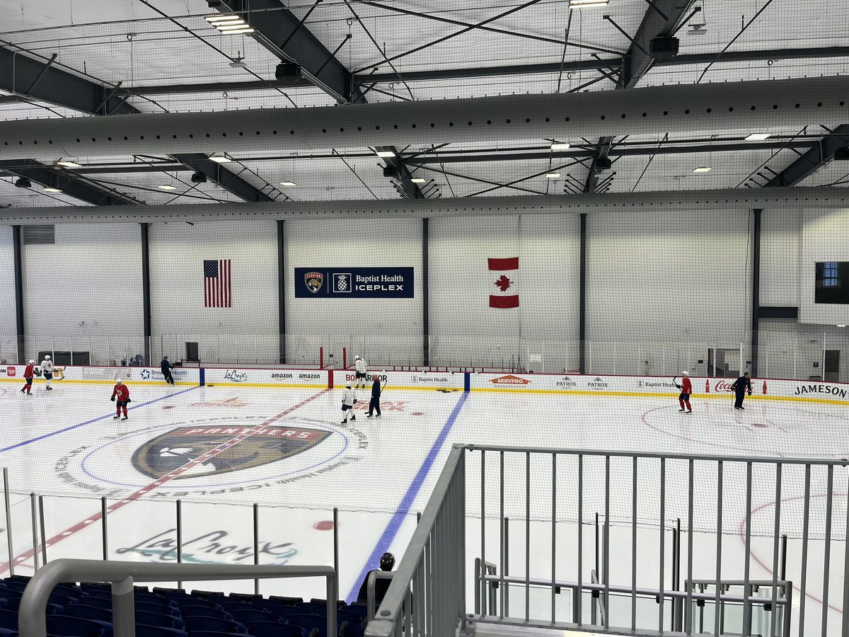 A few players skating this AM. Lomberg (illness) is back on the ice.