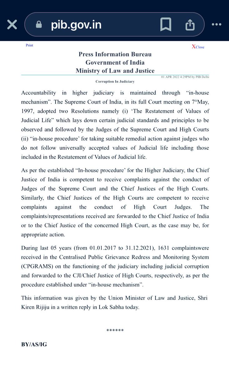 The #SupremeCourtofIndia, in its full #Court meeting on 7thMay, 1997, adopted two Resolutions
in-house procedure’ for taking suitable #remedial action against #judges who do not follow #universally accepted values of #Judicial #life. 
#Rajasthanhighcourt #Indianjudiciary #india
