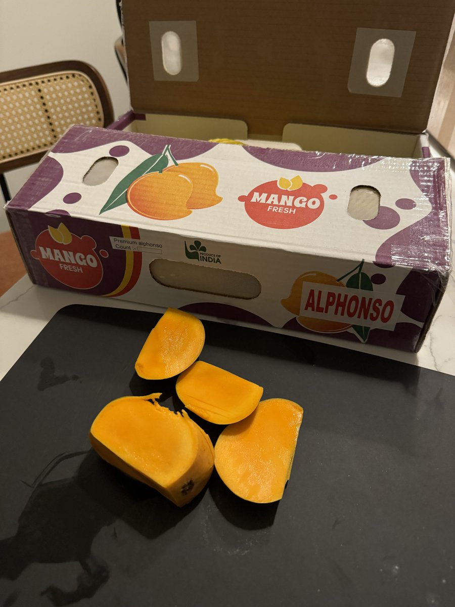 It’s that time of year! Alphonso mangoes are in season. Customs restrictions, transport costs, & short shelf life make them tough to get in the US. Call your Indian store to see if they can get you some. They sell out within hours of arriving from the plane, are worth it!