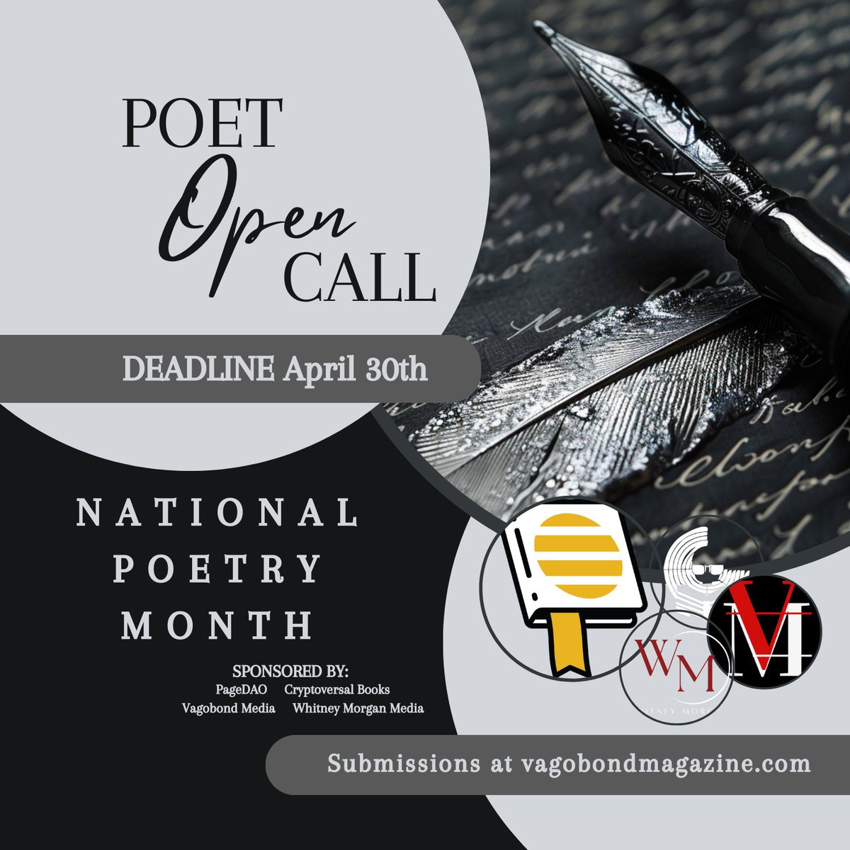 🖋️ Got a poem tucked away? This #NationalPoetryMonth, let it see the light in our special publication with PageDAO. Submit your masterpiece today: shorturl.at/zEJ45  #PoetsOnTwitter