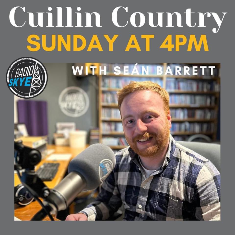 CUILLIN COUNTRY > we’re delighted and very excited to share that Cuillin Country has returned to the #RadioSkye schedule with a new presenter at the helm! 🤩 Tune in to Cuillin Country, every Sunday from 4pm 🎵 welcome to the team, Seán! 📻 radioskye.com