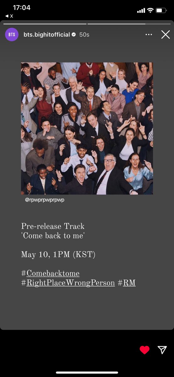 Pre-release Track
'Come back to me'
May 10, 1PM (KST)
#Comebacktome
#RightPlace WrongPerson #RM