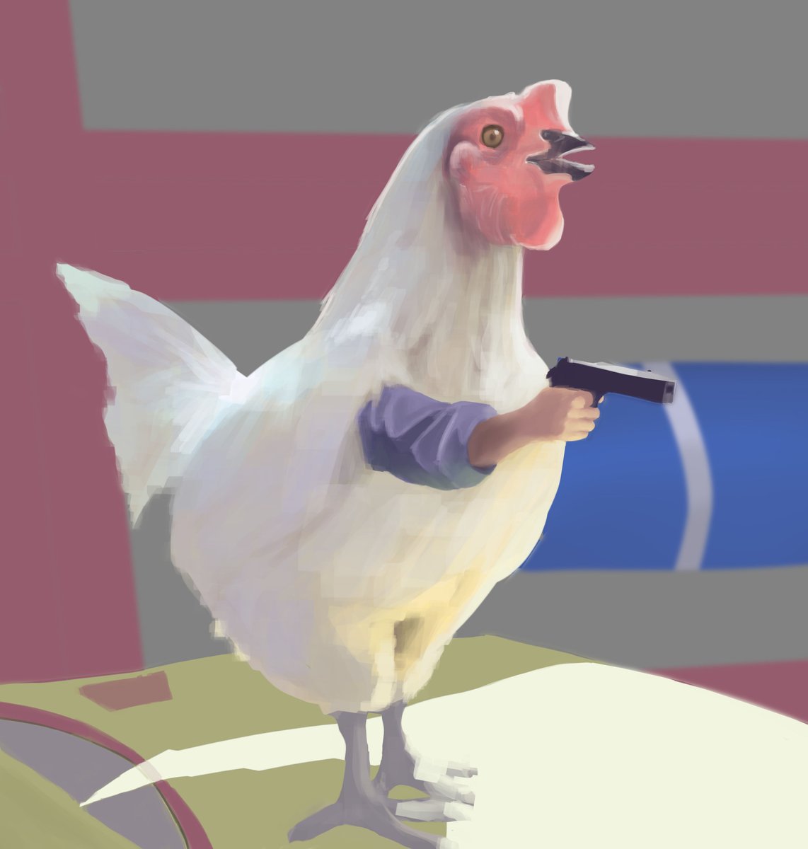 Chicken cop. Painted this study the other day, but couldn't post because there was a power outage lol.